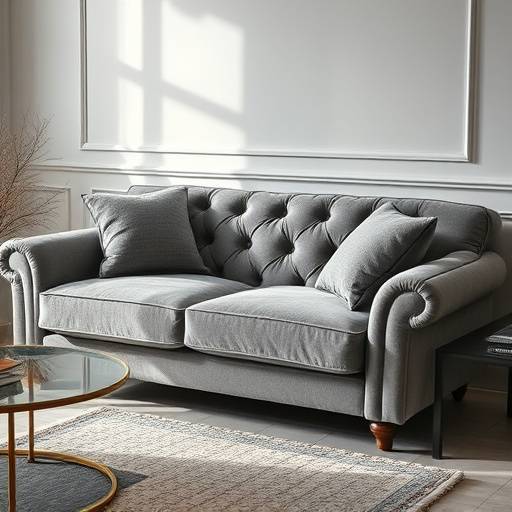 Elegant gray sofa with plush cushions