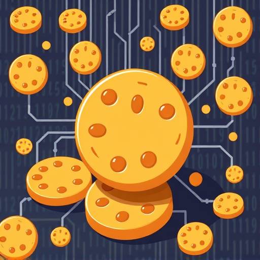 Illustration of cookies with data flowing around them, representing online tracking