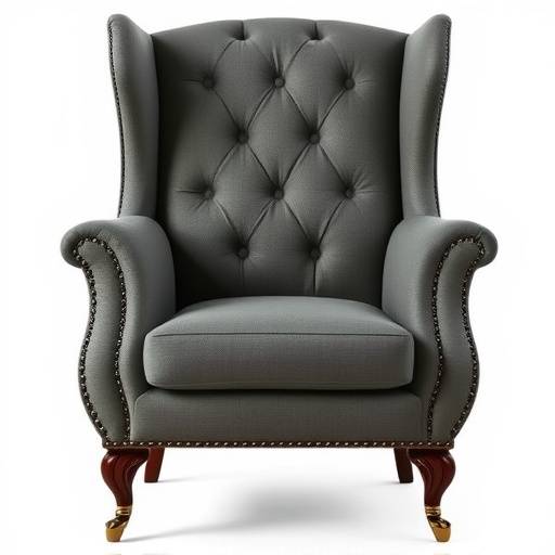Wingback armchair with a classic silhouette and luxurious fabric